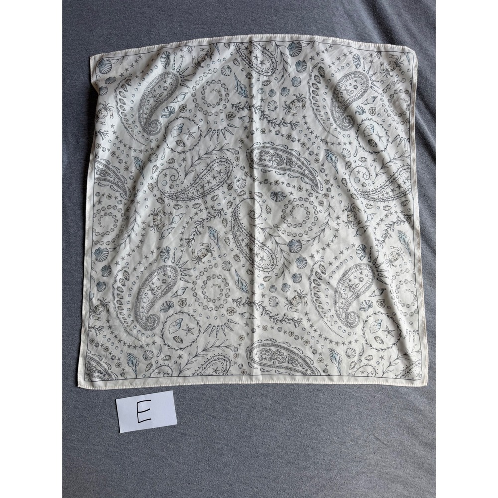 H&M Scarf Nautical Paisley Seashell Coastal Print Cream OS